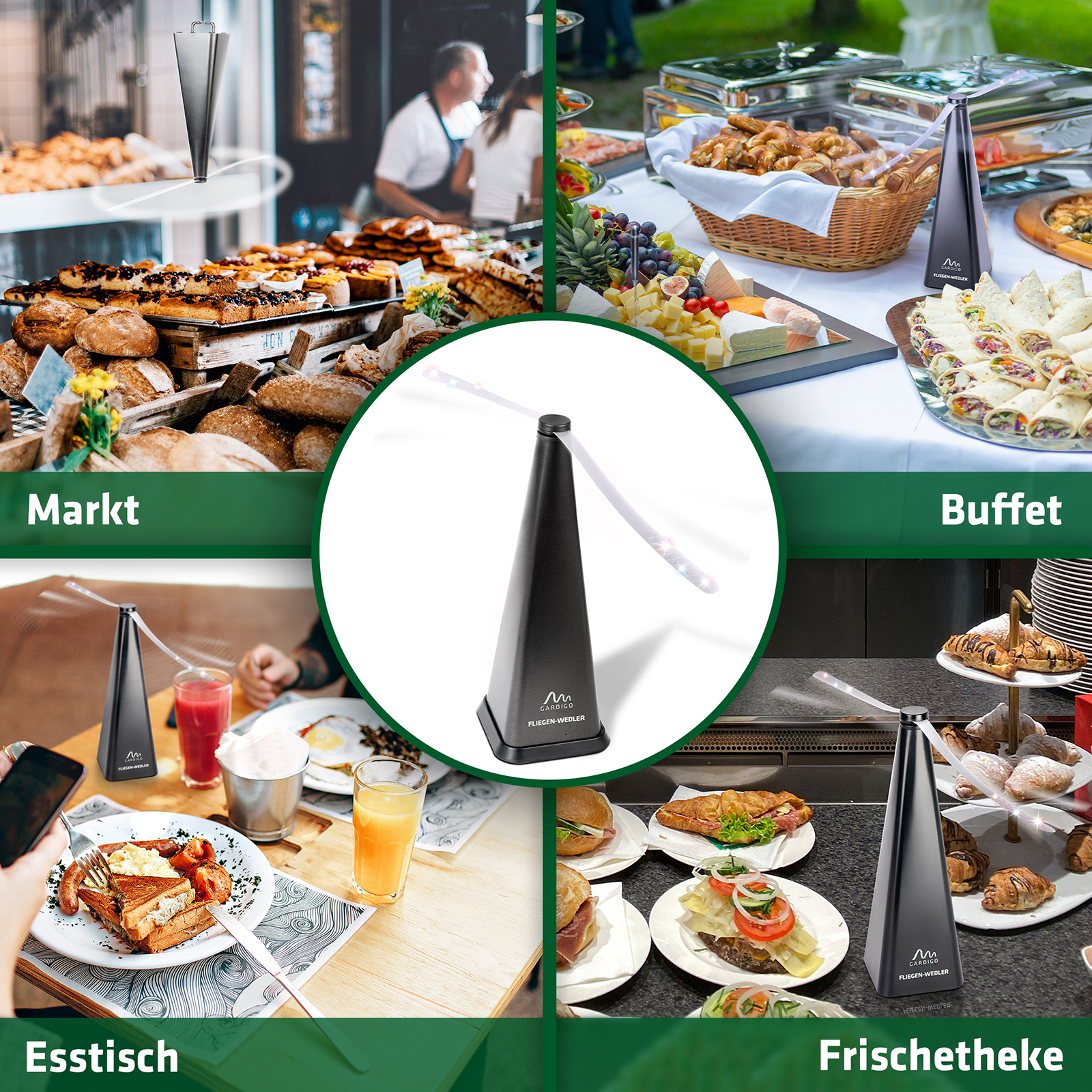 Rechargeable fly scare fan | with inductive charging tray | Professional fly repellent