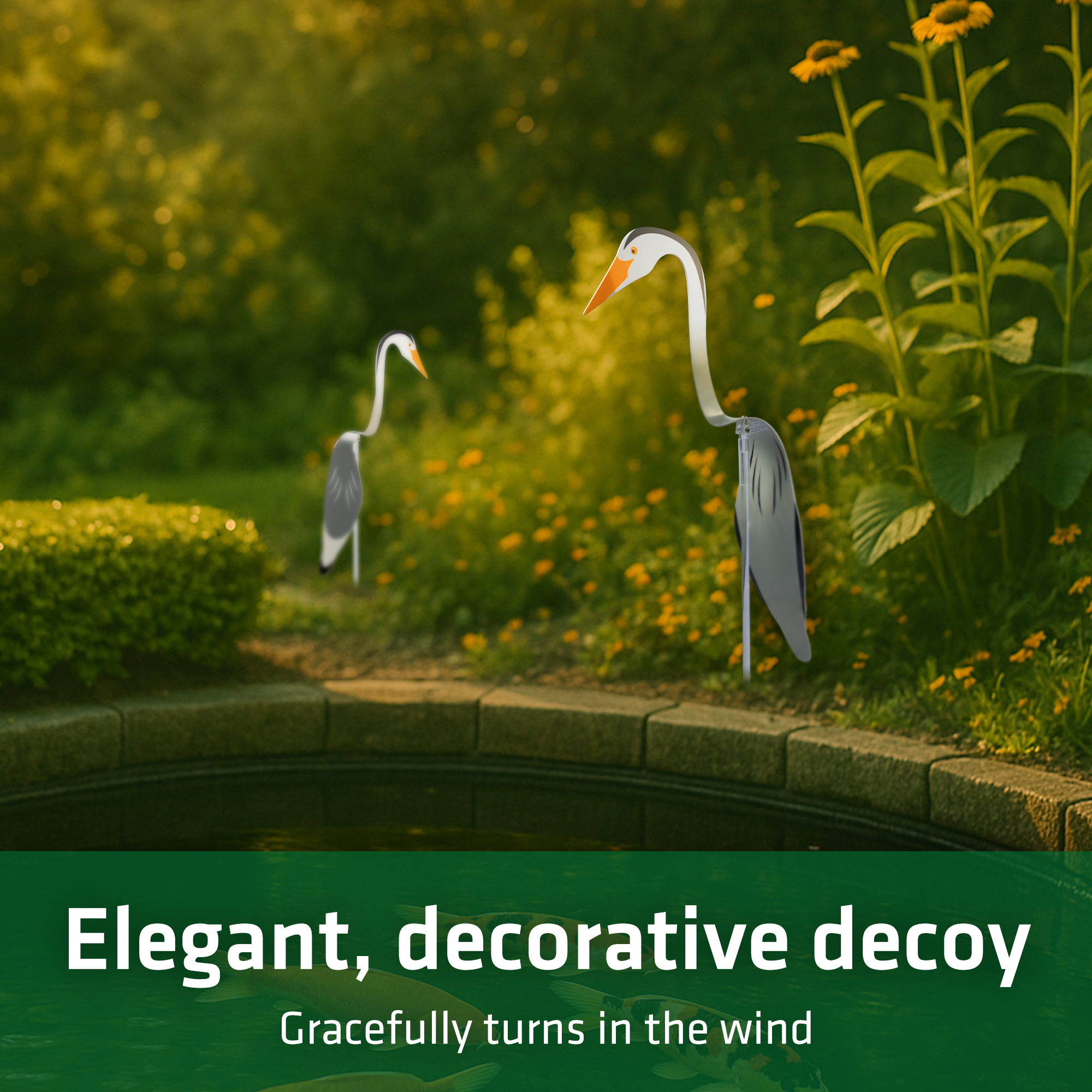 Decorative Heron Scarer Twist | Set of 2 Wind-Driven Silhouette Figures