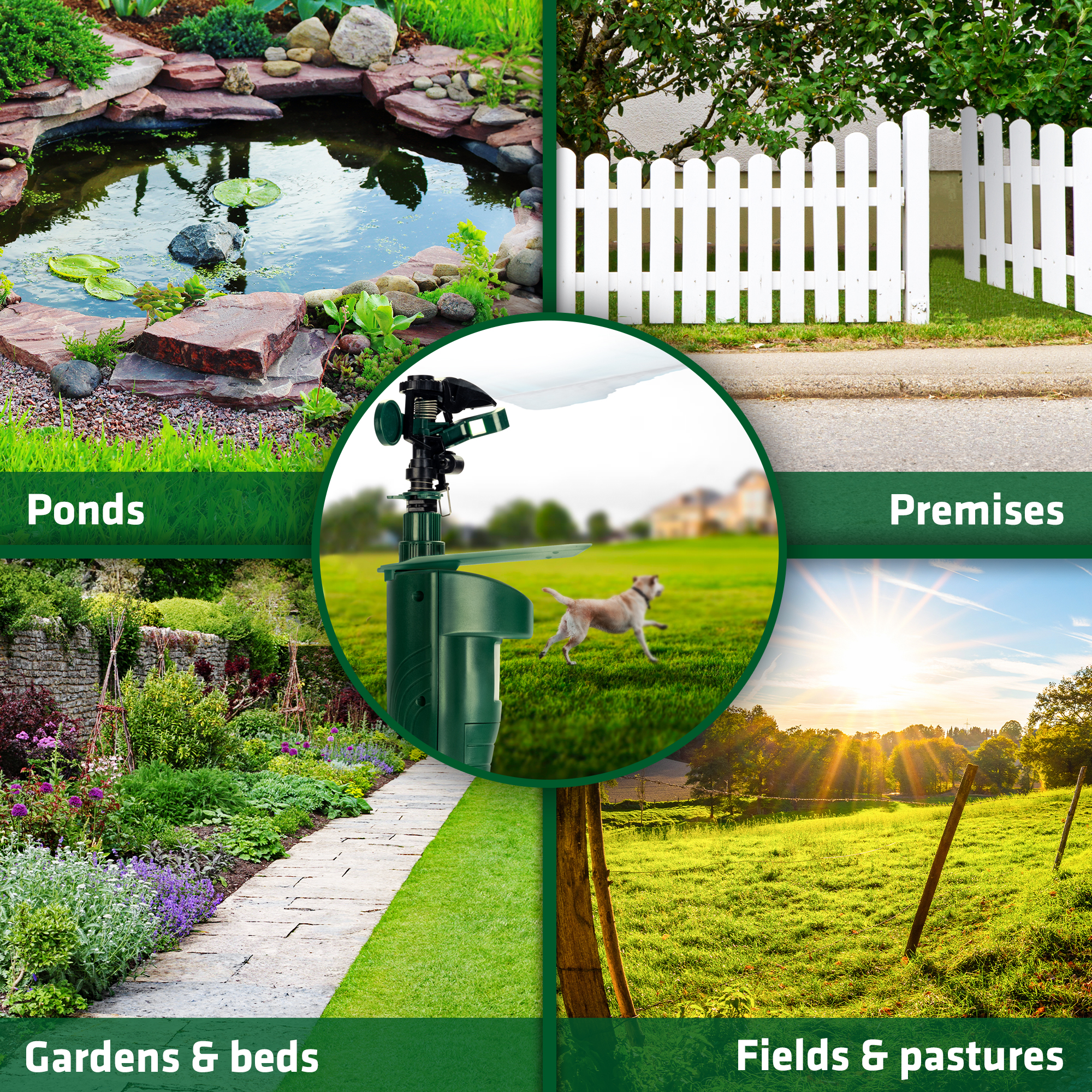 Repellent for ponds, premises, gardens, garden beds, fields & pastures.
