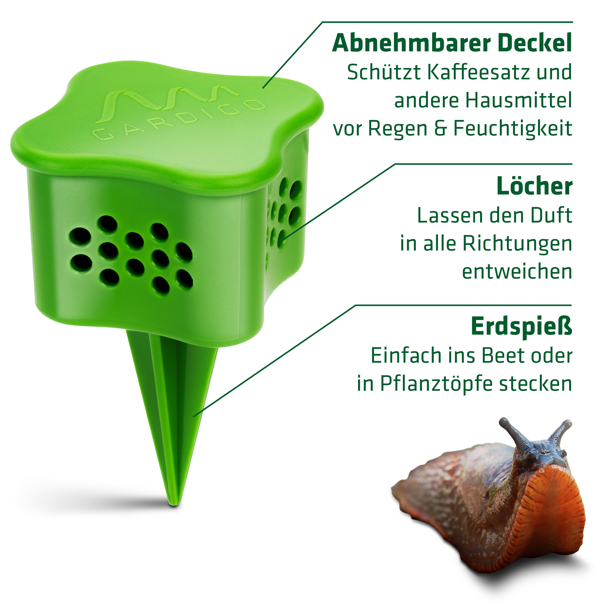 Slug Repellent Coffee | Set of 6 protective pods for animal repellents | With earth stakes