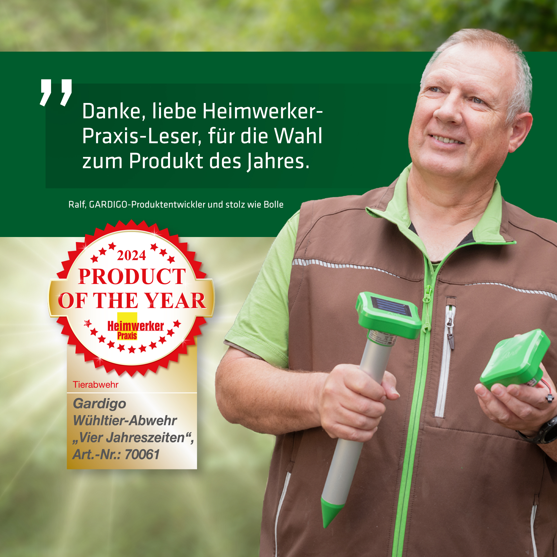 Vole Defence Four Seasons | sonic mole repellent with solar panel & batteries