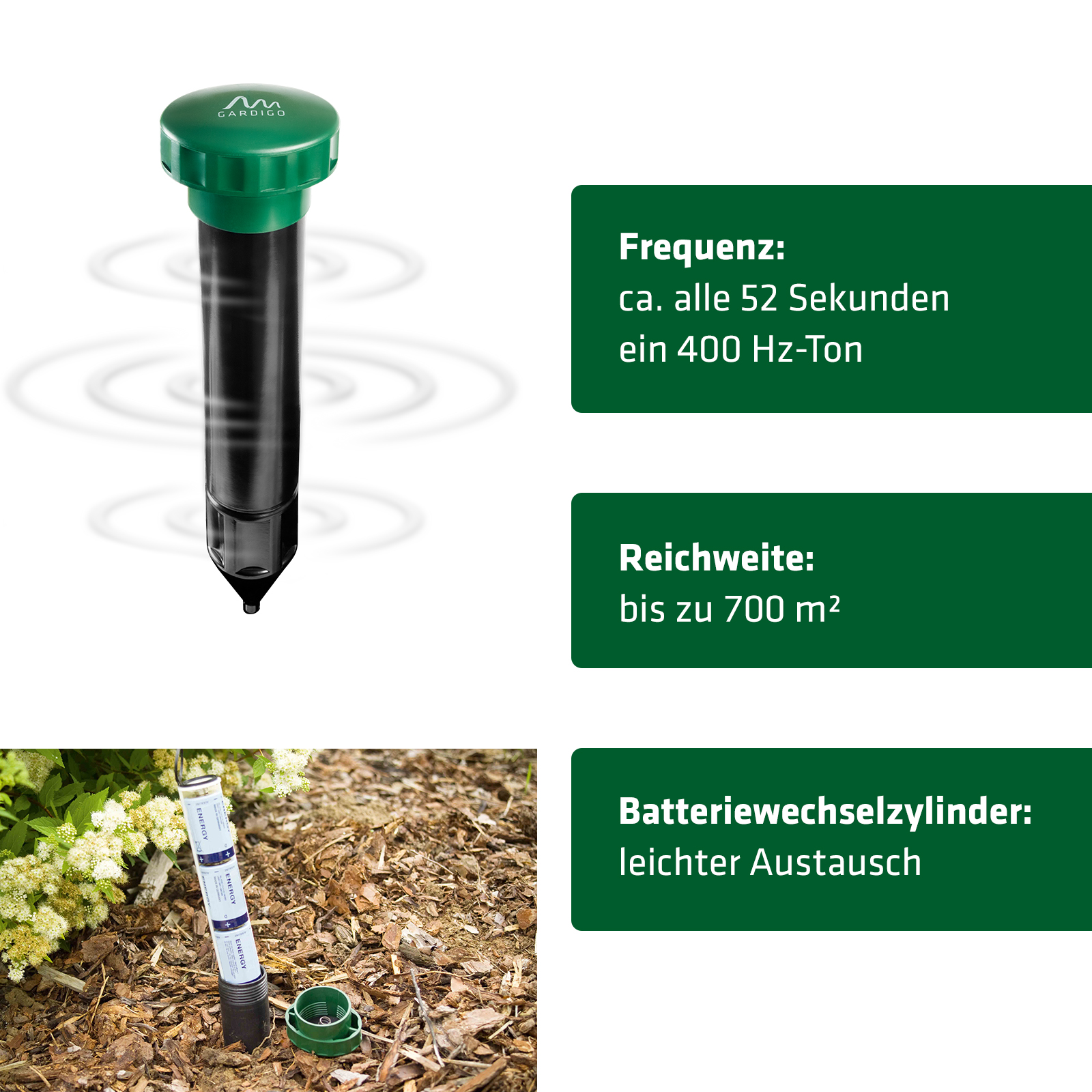 GARDIGO battery powered mole repellant basic