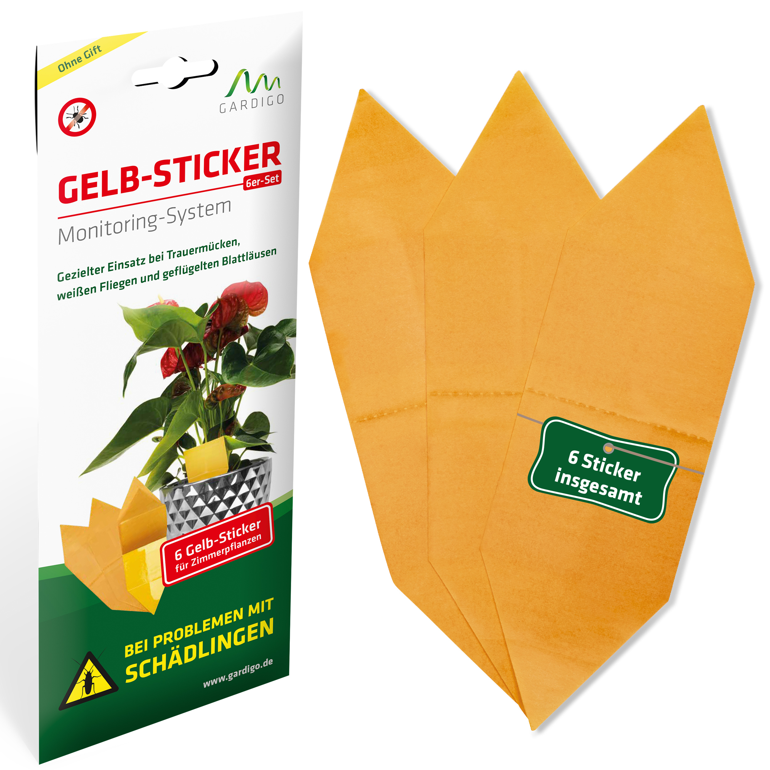 Yellow Stickers | set of 6 sticky traps | protection for indoor plants