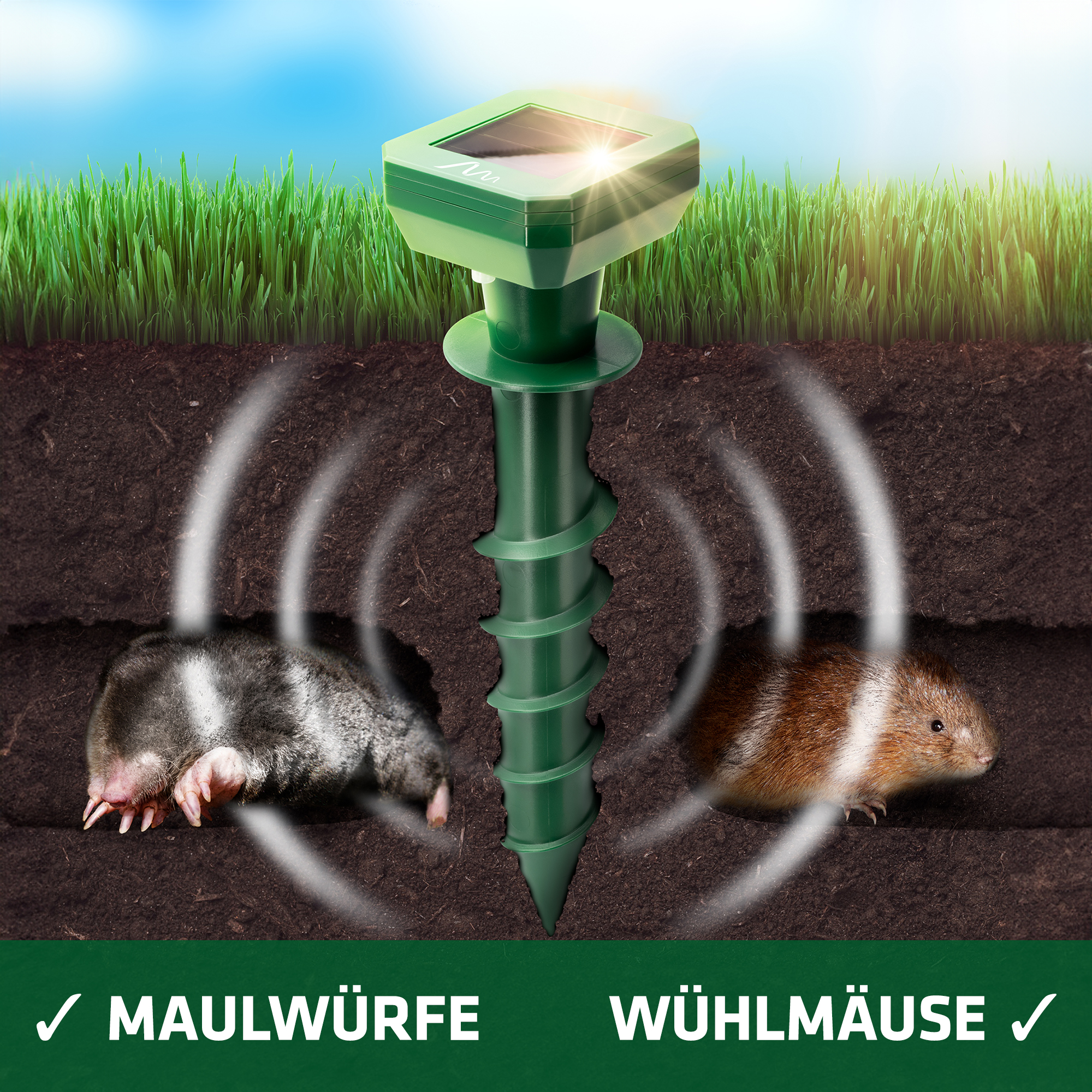 Sonic Mole Repeller | solar | screw design for easy use