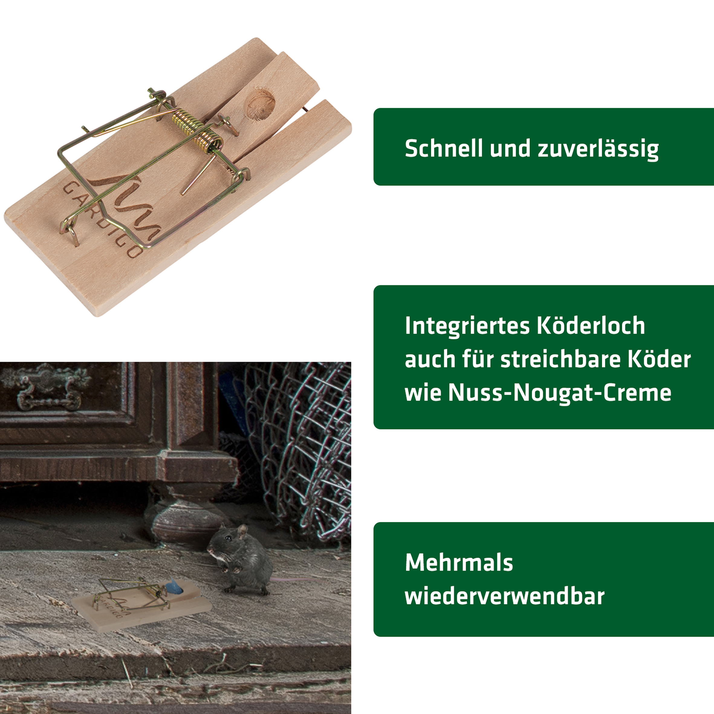 GARDIGO wooden mouse trap