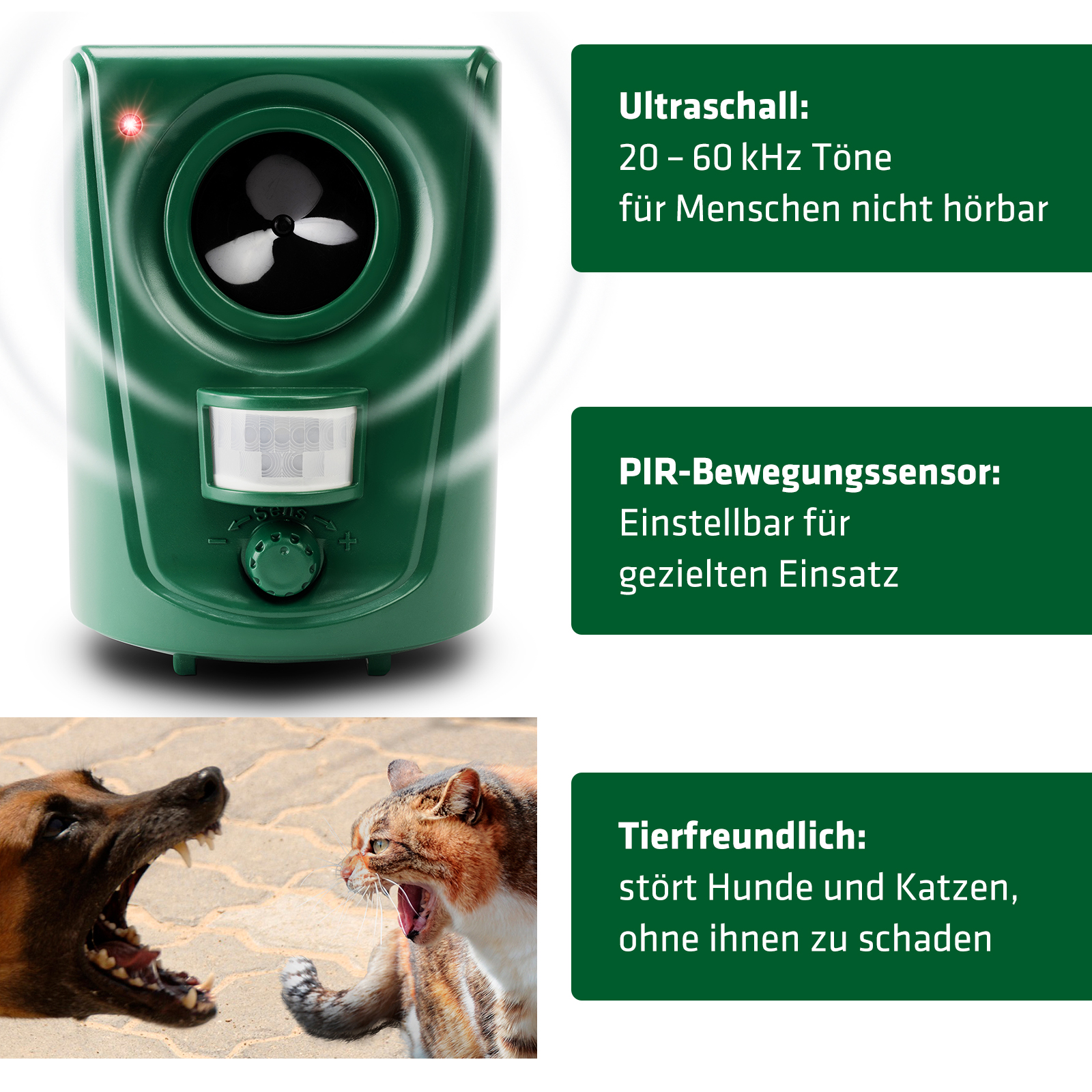 Ultrasonic cat & dog repellent | with motion sensor